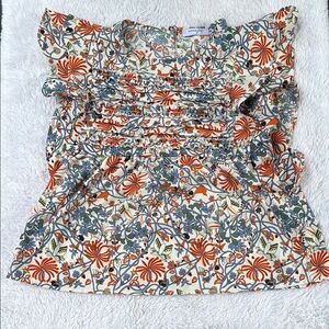 Floral Print Ruffle Sleeve Top